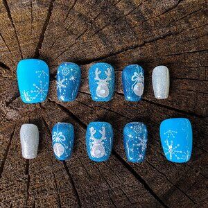 Winter Wonderland Small Coffin Press-On Nails